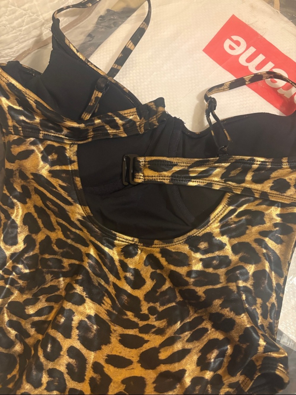 NWOT Good American Leopard Print One-Piece Swimsuit - Picture 4 of 6